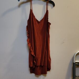 Rust Orange V-Neck Dress Calvin Klein Size Small